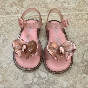 Mini Melissa + Barbie pink glitter sandals size: 7